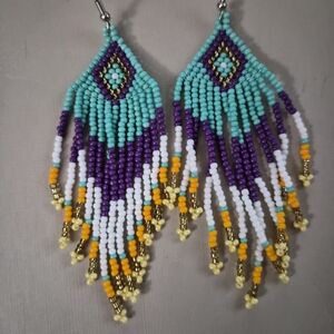 Colorful Beaded Dangle Earrings